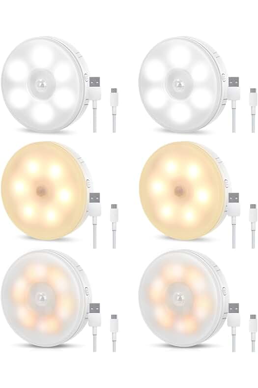 Luz nocturna LED recargable con sensor de movimiento para iluminación en escaleras, pasillos y gabinetes.
