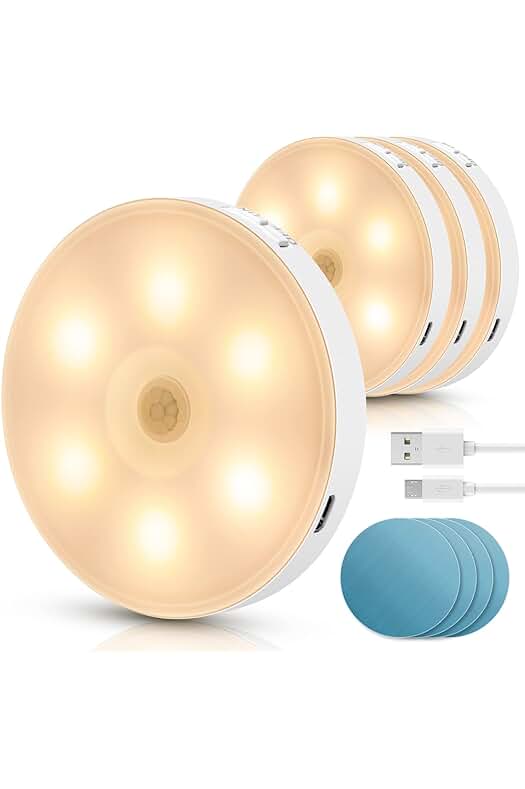 Luz Nocturna Magnética LED Recargable con Sensor de Movimiento - Aigostar 4 Piezas 3000K