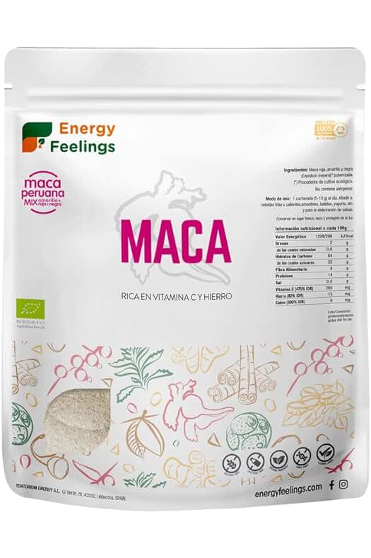 Maca Andina en Polvo Orgánica | Mezcla de Maca Roja, Negra y Amarilla | Nutrición deportiva vegana