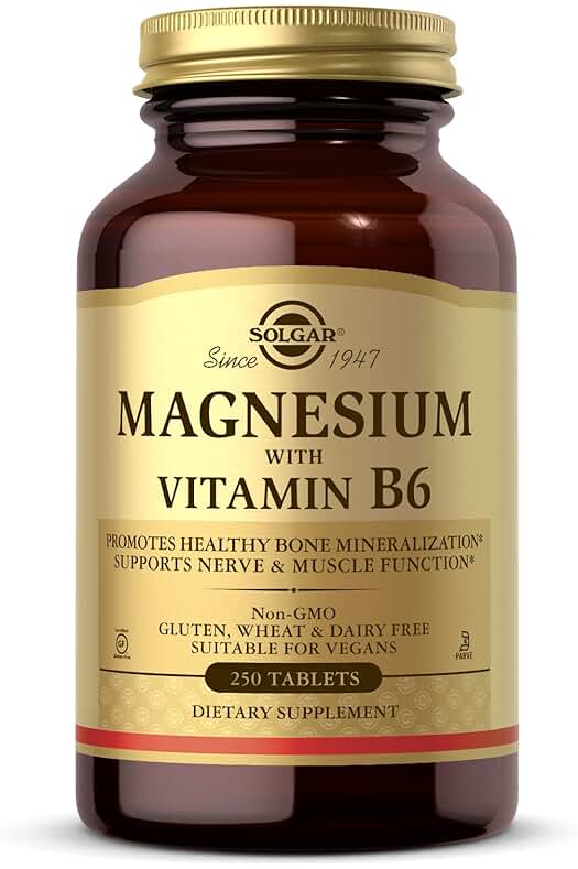 Magnesio + B6 de Solgar: Potente combinación para una salud óptima en prácticos comprimidos.