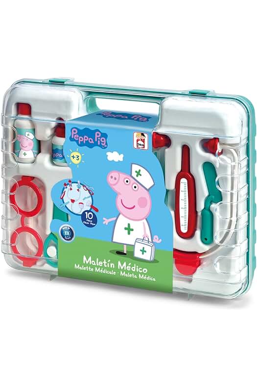Maletín Médico Peppa Pig: Divertido juego de imitación para niños con 10 accesorios incluidos.