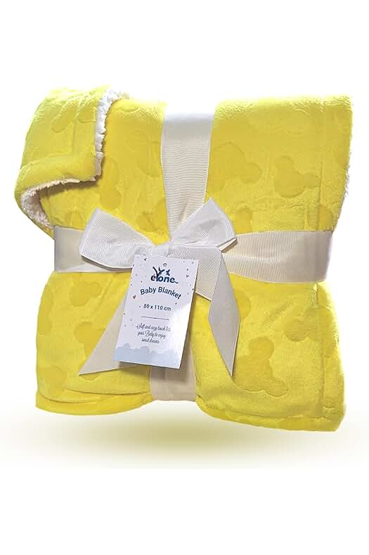 Manta de bebé Sherpa: suave y cálida cobija para cuna y cochecito de bebé (amarillo)