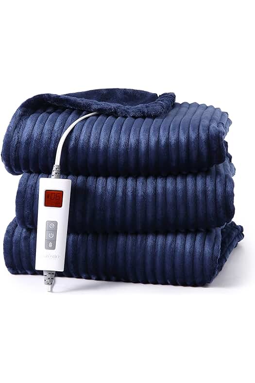Manta eléctrica con control de temperatura ajustable y apagado automático para mayor seguridad.