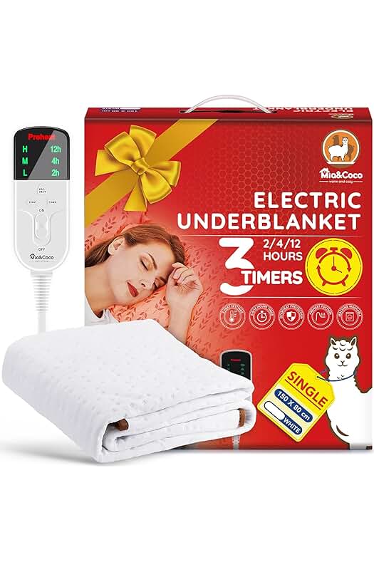 Manta Eléctrica con Desconexión Automática y Ajustes de Calor, 150x80cm - Protección contra Sobrecalentamiento.