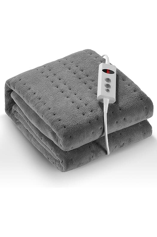 Manta Eléctrica Térmica con Control de Temperatura y Apagado Automático, Fijación Fácil a la Cama.