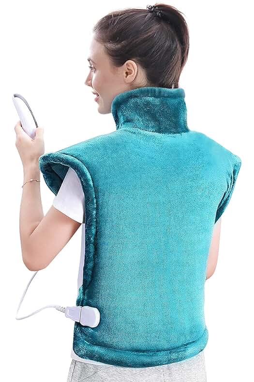 Manta eléctrica térmica para espalda, hombros y cuello con apagado automático y protección contra sobrecalentamiento.