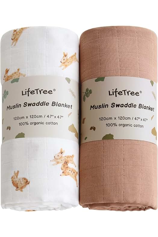 Mantas Envolventes de Muselina Orgánica para Bebés - Pack de 2