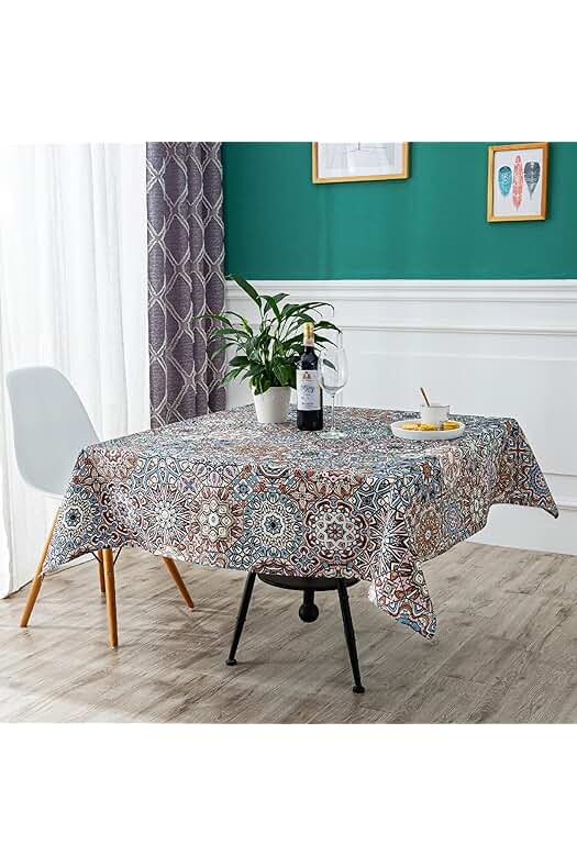 Mantel impermeable de estampado vintage contemporáneo - Dalina Textil, poliéster lavable, 140x180 cm.