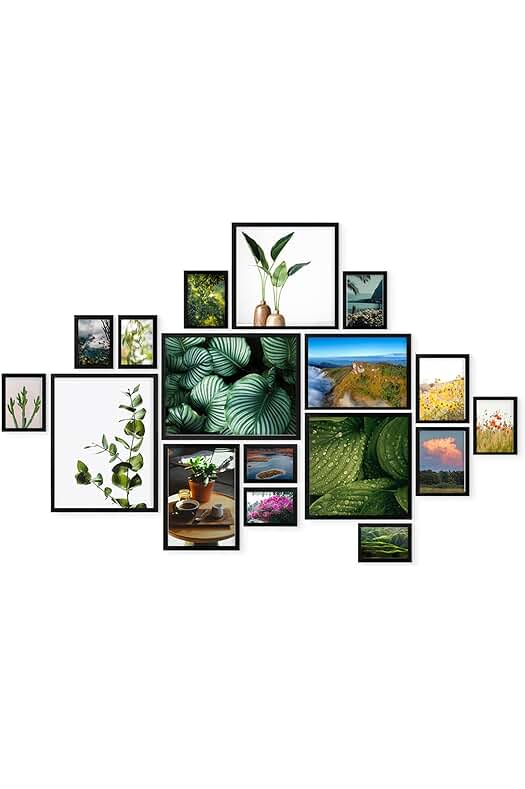 Marco de fotos collage con capacidad para 17 imágenes - Ideal para decorar tu hogar (Negro)