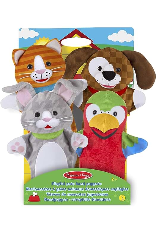 Marionetas de animales domésticos de Melissa & Doug: Juego creativo de calidad para niños y adultos.