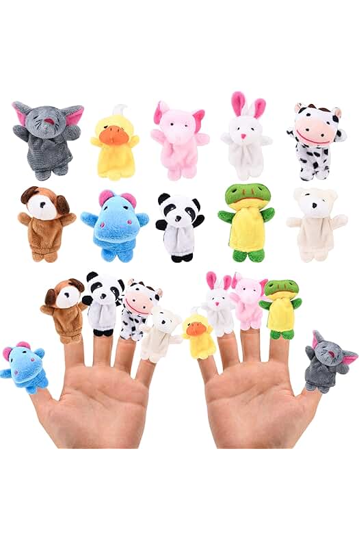 Marionetas de dedo de animales de felpa - Juego educativo y divertido para niños.