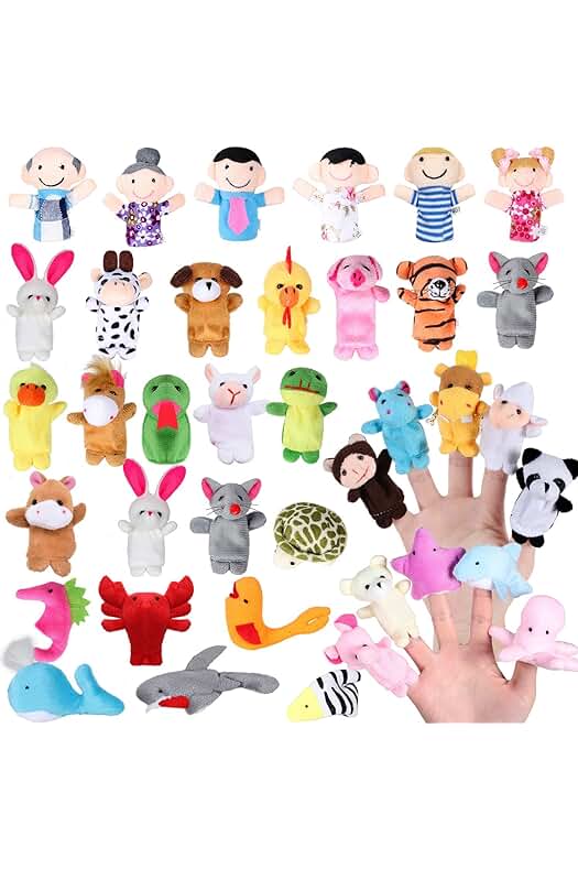 Marionetas de Dedo de Animales para Niños - Set Educativo de 38 Piezas