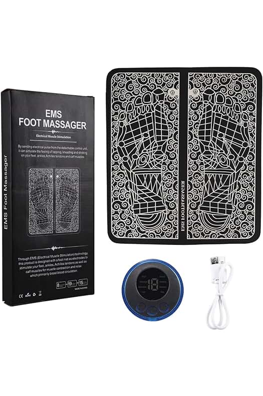 Masajeador de pies con electroestimulación para aliviar el dolor y mejorar la circulación sanguínea.