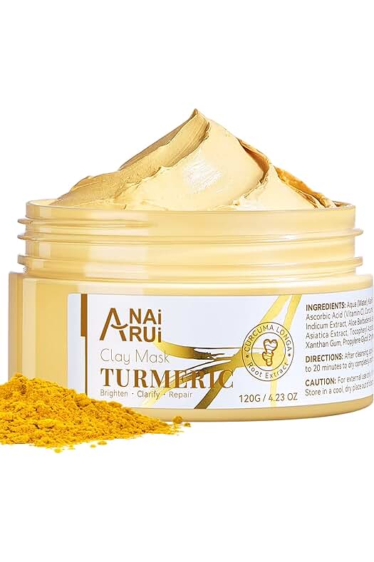 Mascarilla facial de arcilla con cúrcuma y vitamina C para tratar el acné y limpiar la piel, 120g