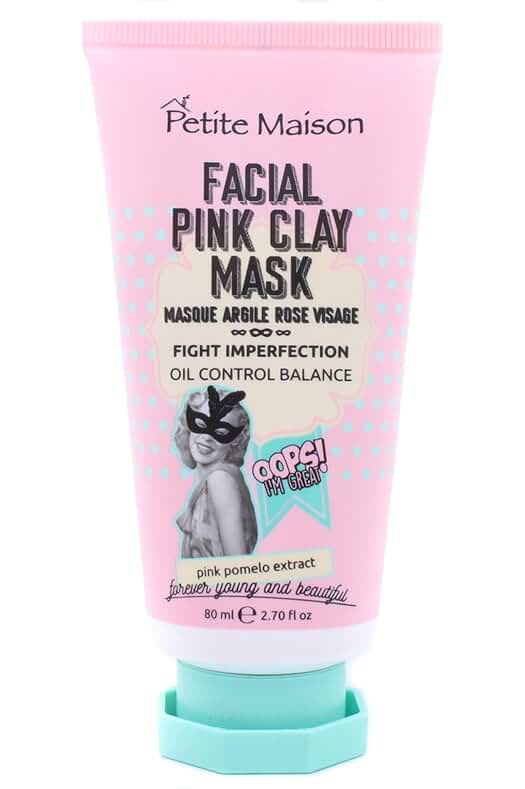 Mascarilla facial de arcilla rosa Petite Maison, revitaliza y purifica tu piel en 15 minutos.