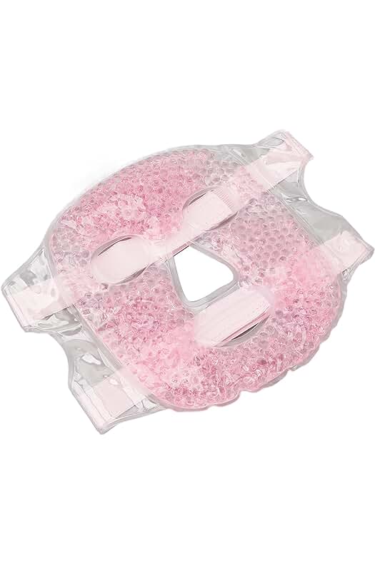 Mascarilla Facial de Gel con Cuentas para Alivio de Migraña y Presión en Hombros (Rosa)