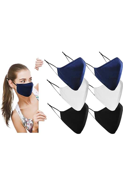 Mascarillas de tela lavables: Protección facial ajustable y transpirable para uso diario. [Paquete de 6]