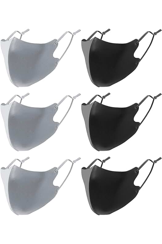 Mascarillas faciales reutilizables: pack de 6 unidades en tonos neutros (3 gris + 3 negro)
