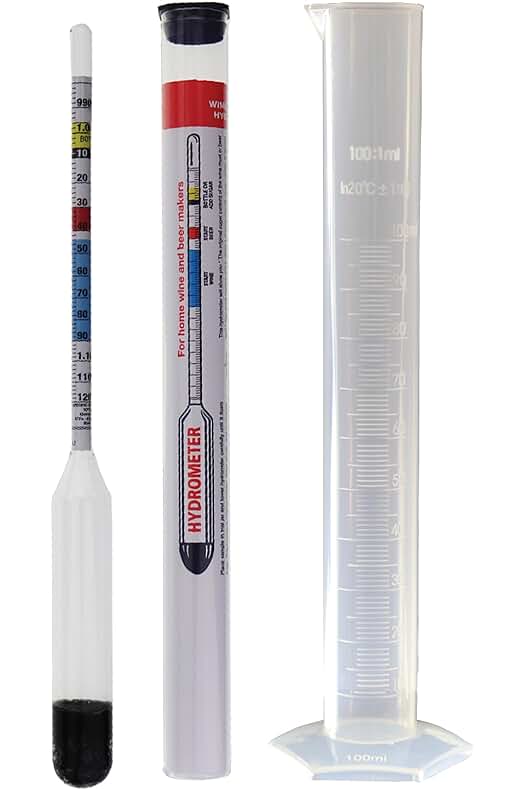 Medidor de densidad para vino y cerveza artesana con probeta de 100 ml