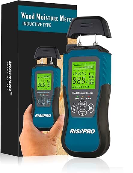 Medidor de humedad de madera - Probador digital para medir la humedad en materiales de construcción.