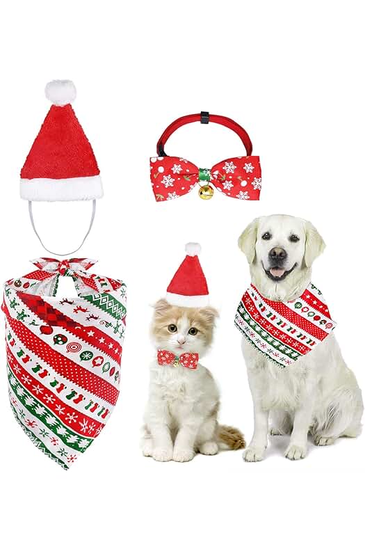 MELLIEX Conjunto de Disfraces Navideños para Gatos y Perros con Accesorios Festivos