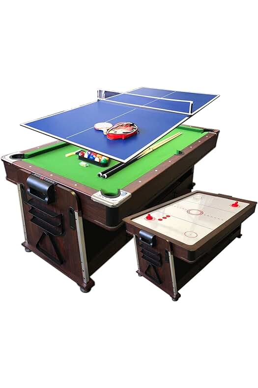Mesa de Billar 7ft Multifuncional con Juegos de Hockey, Ping Pong y Cobertura