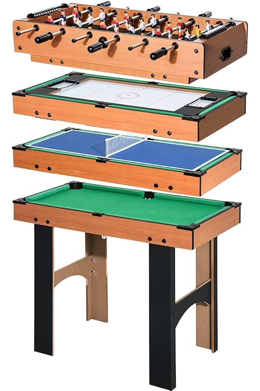 Mesa Multijuegos HOMCOM: Futbolín, Air Hockey, Ping-Pong y Billar en un solo producto