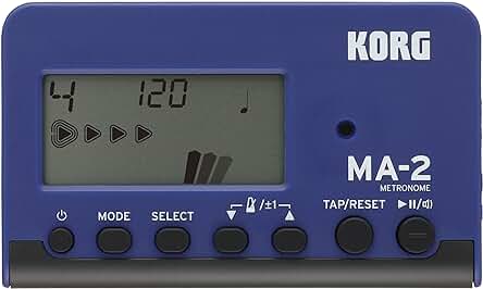 Metrónomo Digital de Bolsillo KORG MA-2 - Pantalla LCD, Azul y Negro - ¡Perfecto para músicos en movimiento!