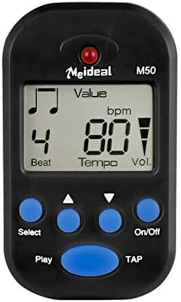 Metrónomo digital portátil M50: compacto, versátil y perfecto para música en piano, violín, guitarra y batería.