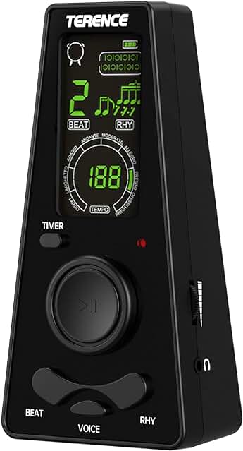 Metrónomo digital recargable con pantalla LCD para instrumentos musicales - TERENCE Pyramid Metrónomo