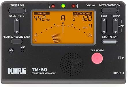 Metrónomo y afinador Korg TM60Bk: Precisión y versatilidad en color negro