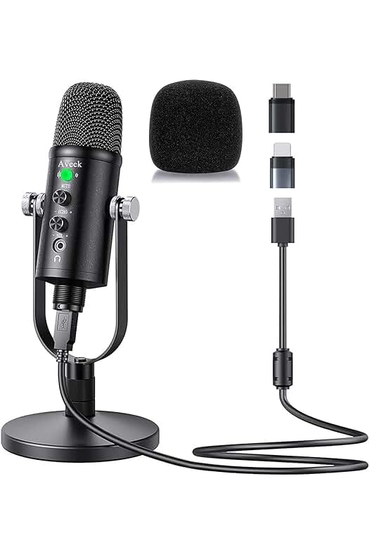 Micrófono USB condensador para grabación de estudio, transmisión y juegos de alta calidad.