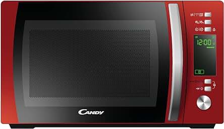 Microondas Candy X-Range CMXG20DR con Grill, 20L, 700W, 40 Programas, Rojo.