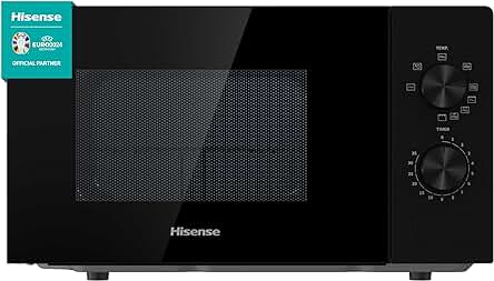 Microondas Hisense H20MOBP1G con Grill de 900W, 20L de capacidad y 5 niveles de potencia.