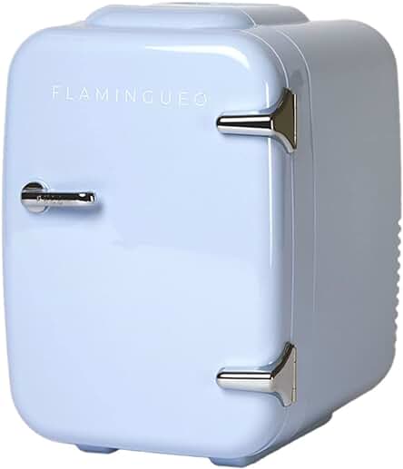 Mini Nevera Cosmética Flamingueo - Mini Frigorífico Retro para Cosméticos, 4L, Frio/Calor, Portátil y Estiloso.