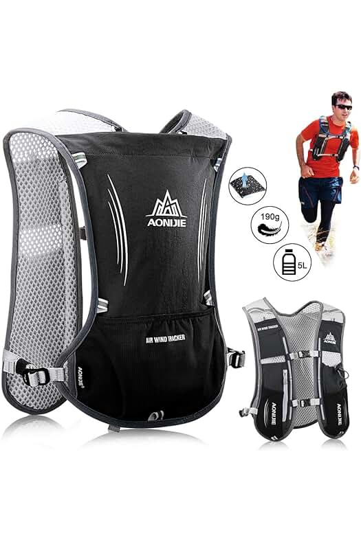 Mochila de Hidratación Ajustable 5L: Ligera, Transpirable y Multifuncional para Senderismo y Maratones