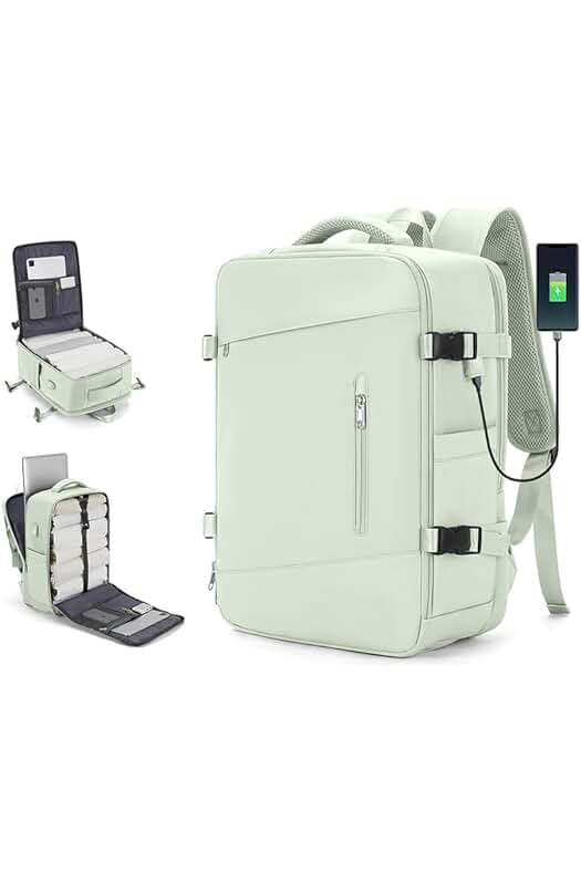 Mochila de viaje para cabina de avión con USB y capacidad para portátil de 14 pulgadas.