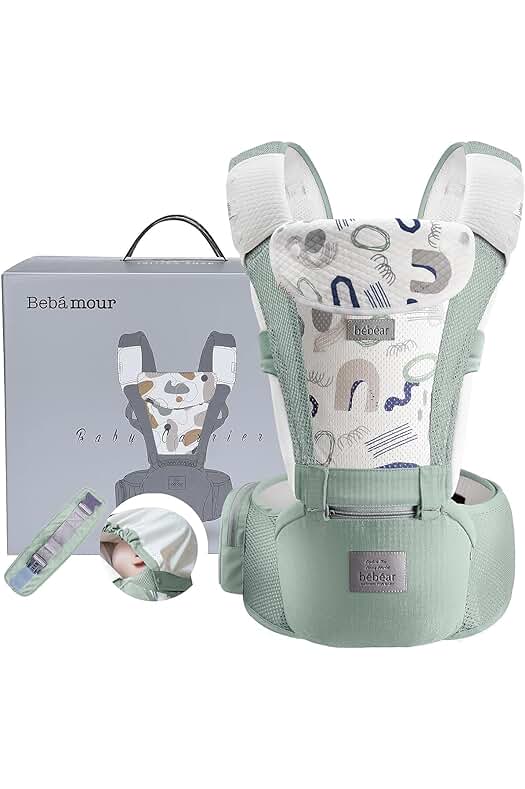 Mochila portabebés Bebamour 3D Air Green para recién nacidos y niños pequeños
