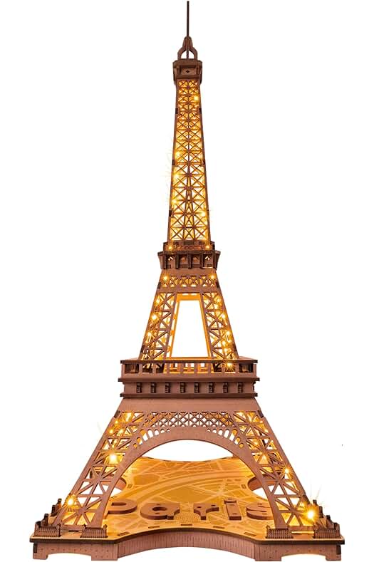 Modelo de madera de la Torre Eiffel con luces LED - Kit de construcción 3D Rolife (164pcs)