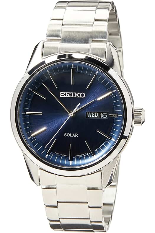 Moderne Seiko Herrenuhr mit Edelstahlband und präzisem Quarzwerk.