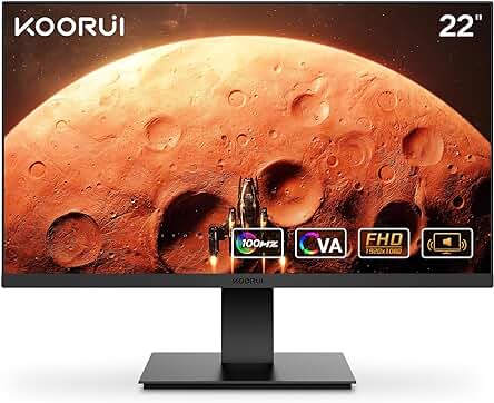 Monitor de Juegos KOORUI de 22 Pulgadas con Altavoces Integrados y Pantalla Full HD de 100Hz