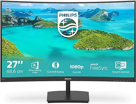 Monitor Full HD Philips 271E1SCA/00 - 27 VA, 75Hz, 4ms, Low Blue Mode, FlickerFree (negro)
