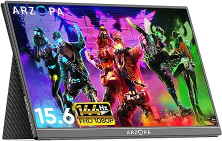 Monitor Portátil ARZOPA G1 - 15.6 Pulgadas FHD 144Hz, Pantalla IPS, Conectividad HDMI/Type-C/USB-C
