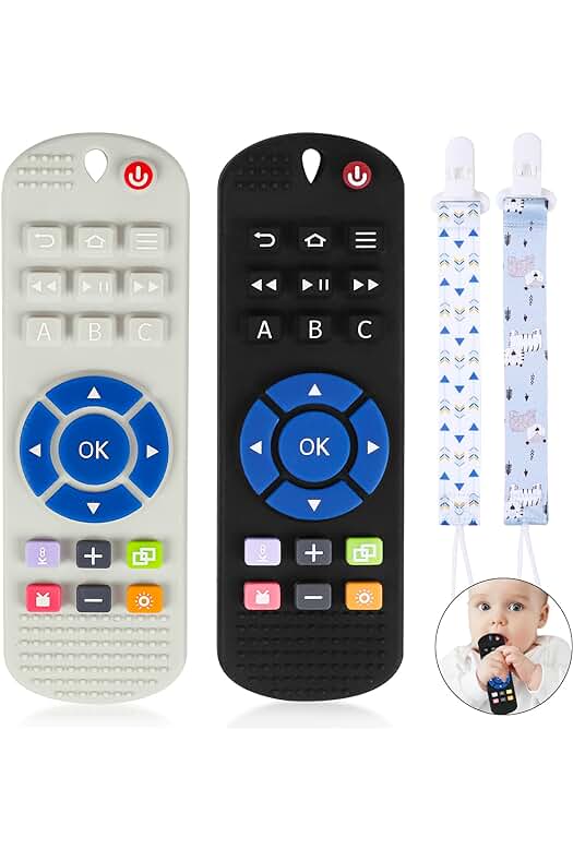 Mordedor Bebé de Silicona para Aliviar la Dentición sin BPA - Pack de 2 Piezas con Clip de Chupete