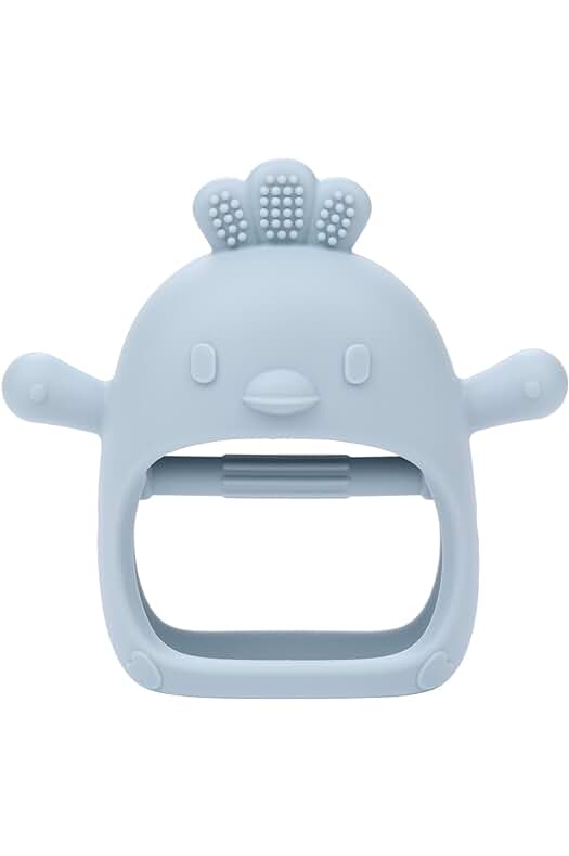 Mordedor de silicona para bebés: Chick-Azul, ideal para aliviar la dentición