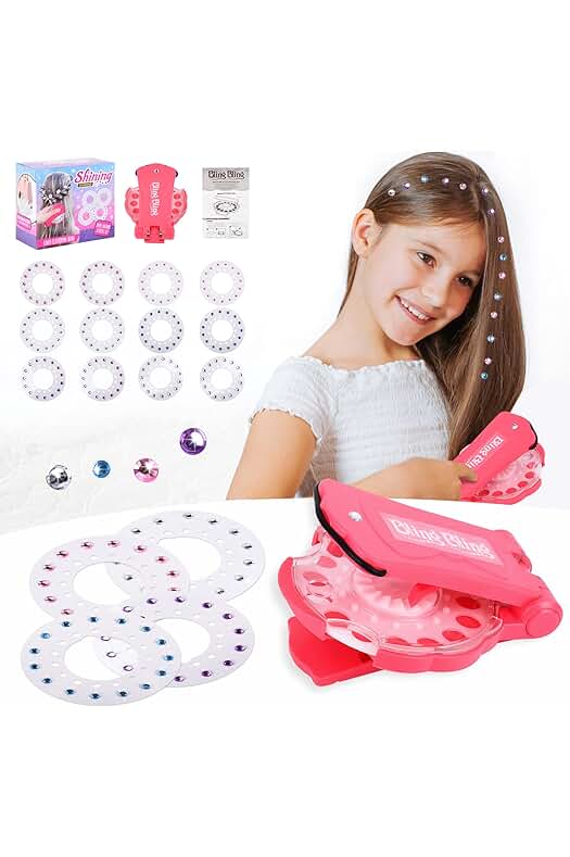 Máquina de Gemas para el Cabello con 180 Gemas: Crea Peinados Brillantes para Niñas.