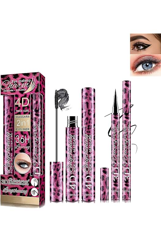 Máscara de Pestañas 4D Resistente al Agua con Delineador Líquido - Kit Completo de Maquillaje Ocular