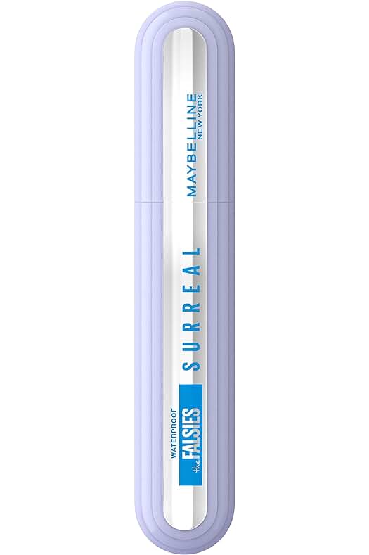 Máscara de pestañas Maybelline New York, Falsies Surreal Waterproof, efecto extensiones, resistente al agua.
