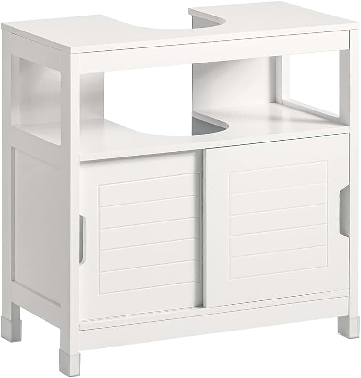 Mueble de baño para lavabo con estante y puertas correderas - SoBuy FRG128-II-W