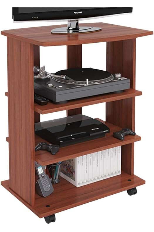 Mueble de TV de Madera MDF con 3 estantes y ruedas para televisión, diseño moderno.